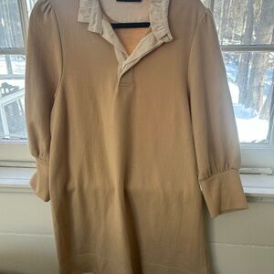 Pomander Place Beige Ruffle Collar Top